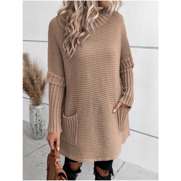 Dresses & Skirts - #43 Cozy Cable Knit Pocket Oversized Sweater Top